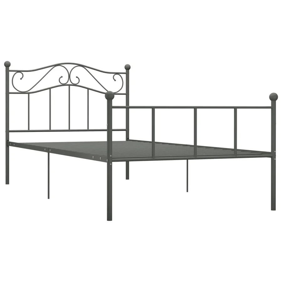 Cadre de lit sans matelas gris métal 100x200 cm - 2