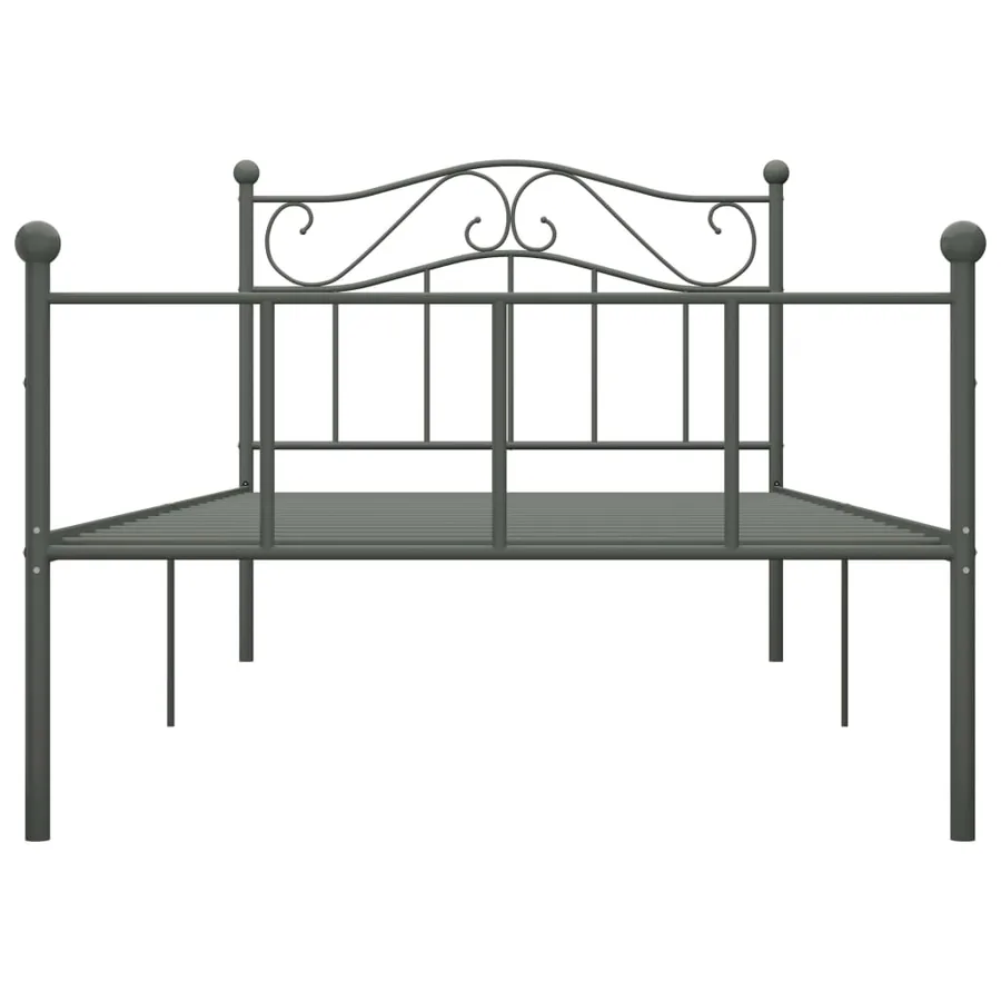 Cadre de lit sans matelas gris métal 100x200 cm - 3