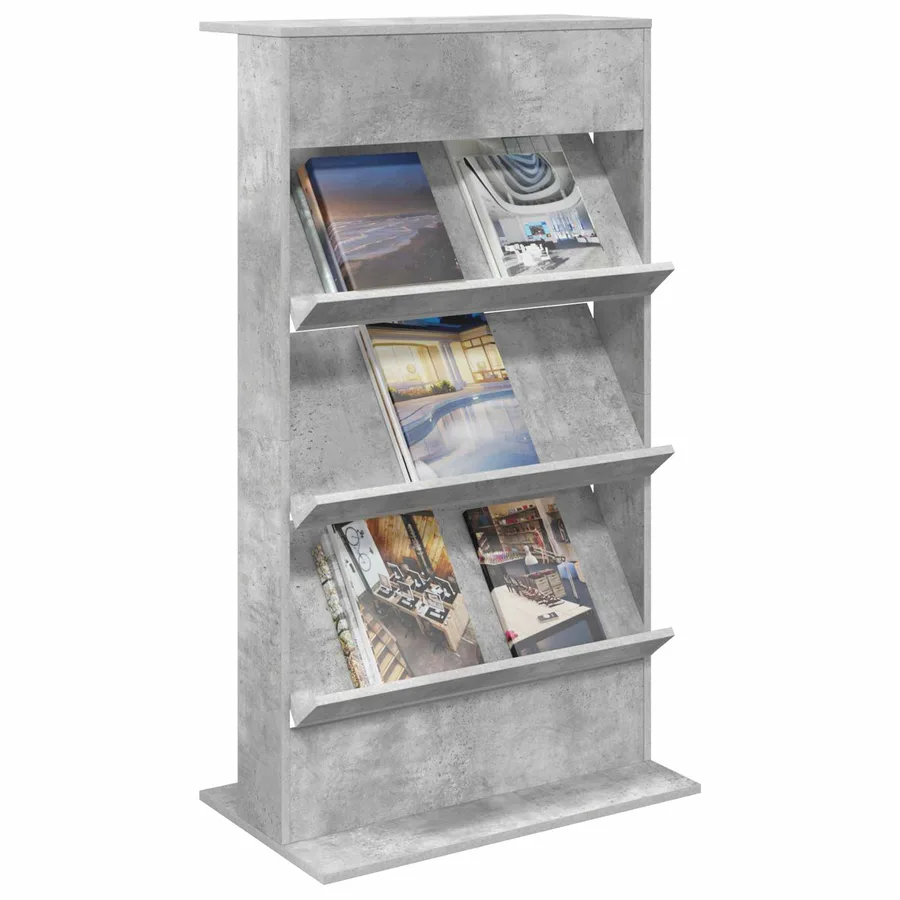 Étagère à magazines avec étagère Gris béton 70 x 41 x 126 cm - 3