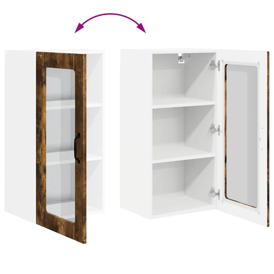Cabinet en verre mural PORTO 2 pcs Chêne fumé 40 x 31 x 80 cm - 12