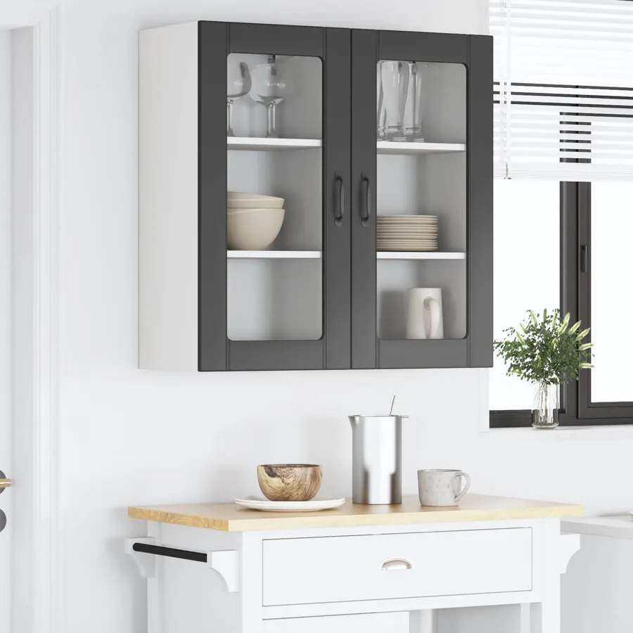 Cabinet en verre mural PORTO 2 pcs Noir 40 x 31 x 80 cm - 4