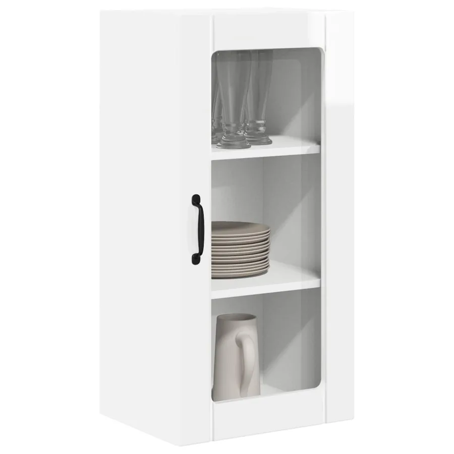 Cabinet en verre mural PORTO 2 pcs Blanc brillant - 3