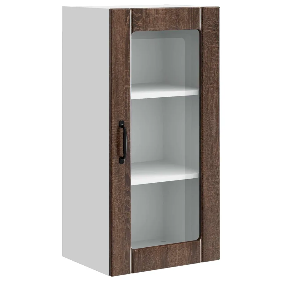 Cabinet en verre mural PORTO 2 pcs Chêne brun 40 x 31 x 80 cm - 6