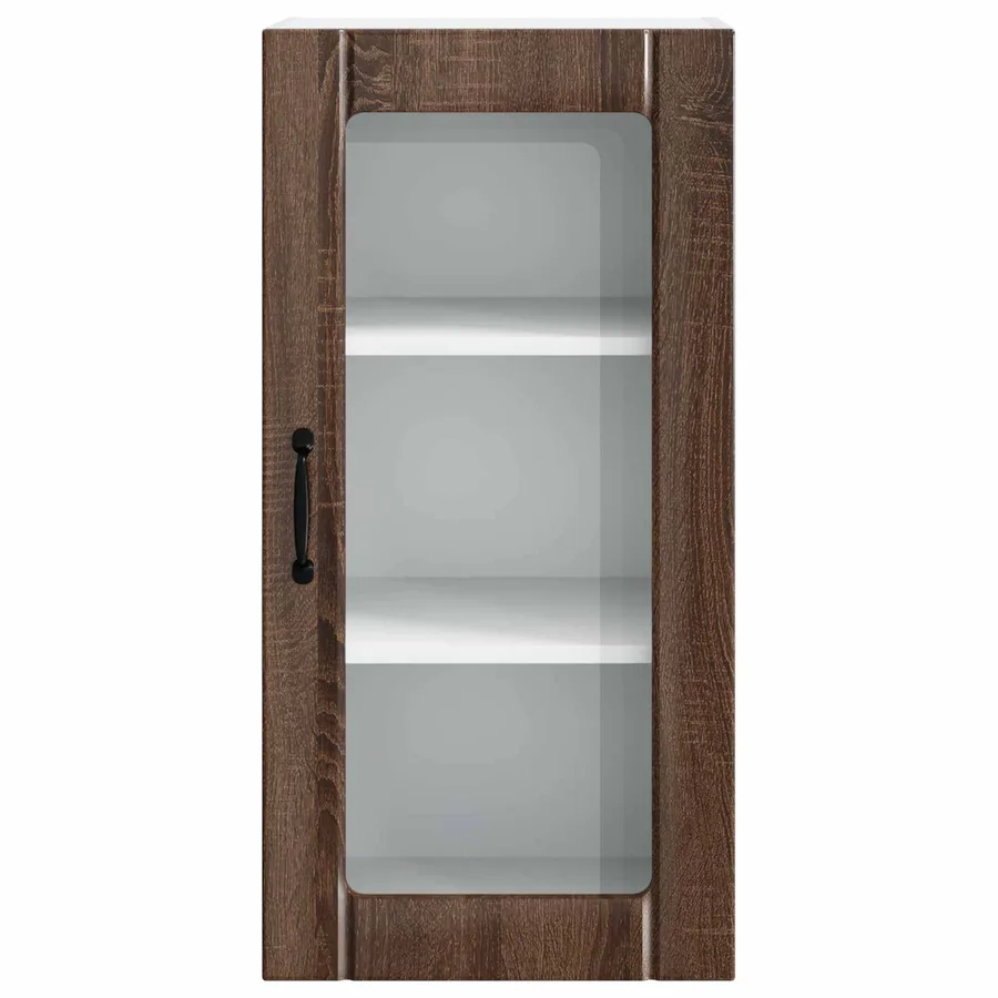 Cabinet en verre mural PORTO 2 pcs Chêne brun 40 x 31 x 80 cm - 7