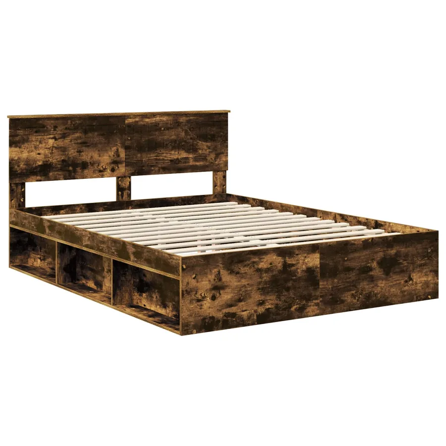 Cadre de lit Chêne fumé 150 x 200 cm Pin massif - 4