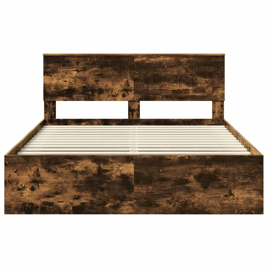 Cadre de lit Chêne fumé 150 x 200 cm Pin massif - 7