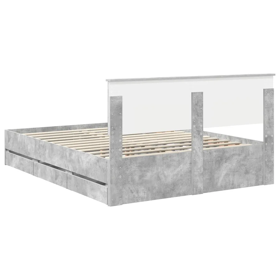 Cadre de lit Gris béton 150 x 200 cm Bois Ingénierie - 10