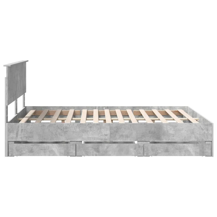 Cadre de lit Gris béton 150 x 200 cm Bois Ingénierie - 9