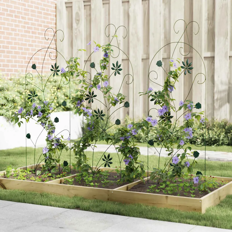 Clôture de jardin 3 pcs Vert 112 x 39,5 cm Acier - 4