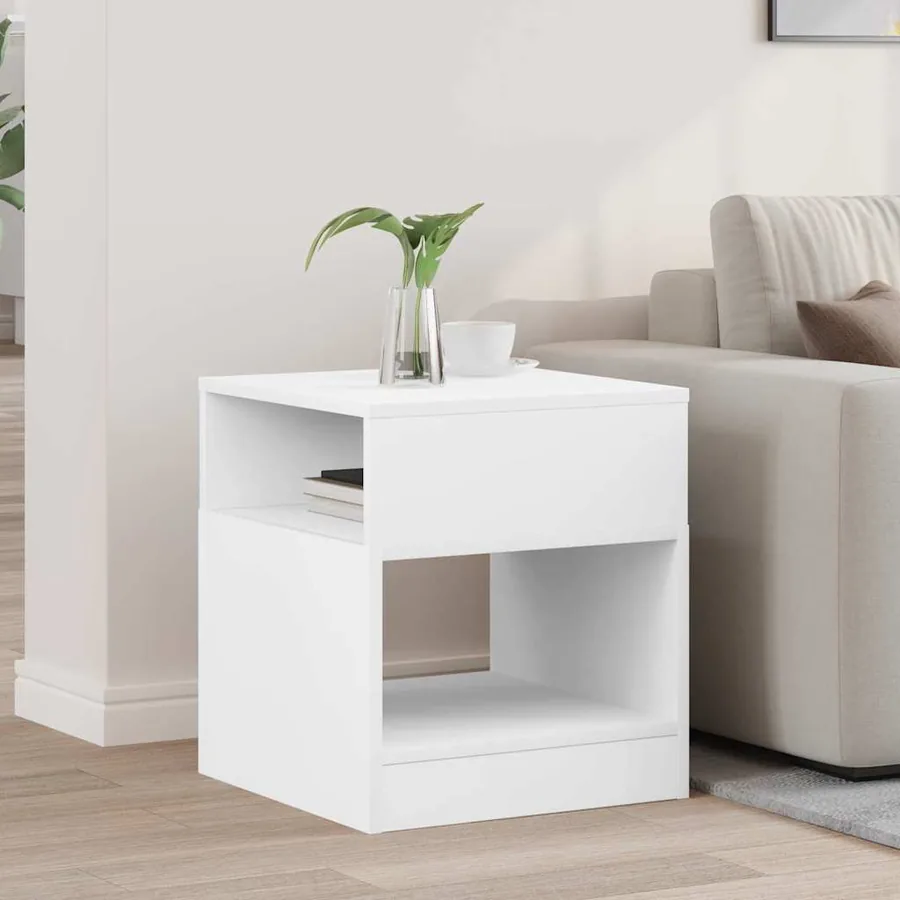 Table d'appoint Blanc 40,5 x 40 x 45 cm Bois d'ingénierie