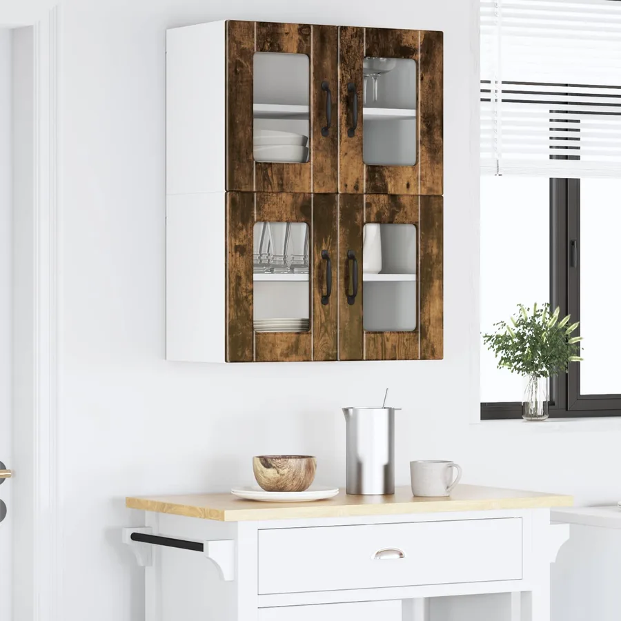 Cabinet en verre mural PORTO Chêne fumé 60 x 31 x 40 cm - 4