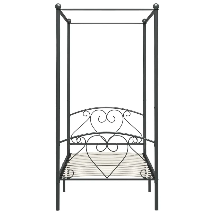 Cadre de lit à baldaquin sans matelas gris métal 100x200 cm - 3