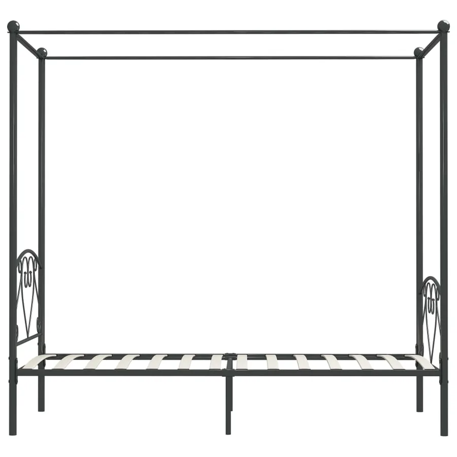 Cadre de lit à baldaquin sans matelas gris métal 100x200 cm - 4