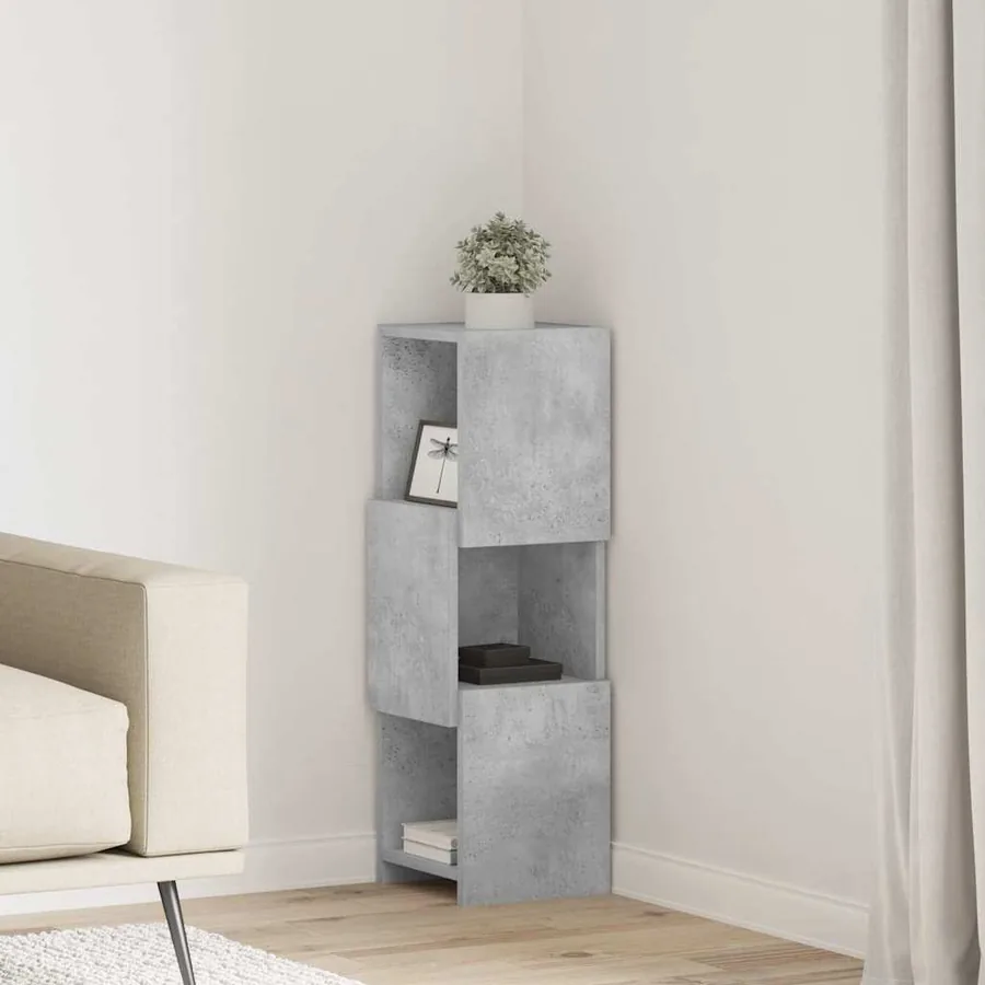 Meuble d'angle Gris béton 25,5x25x80cm Bois d'ingénierie