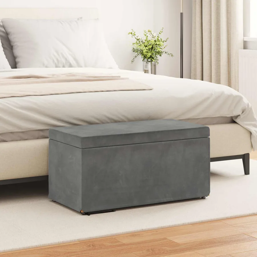 Tabouret Gris foncé 81 x 41 x 40 cm Velours et Bois Composite