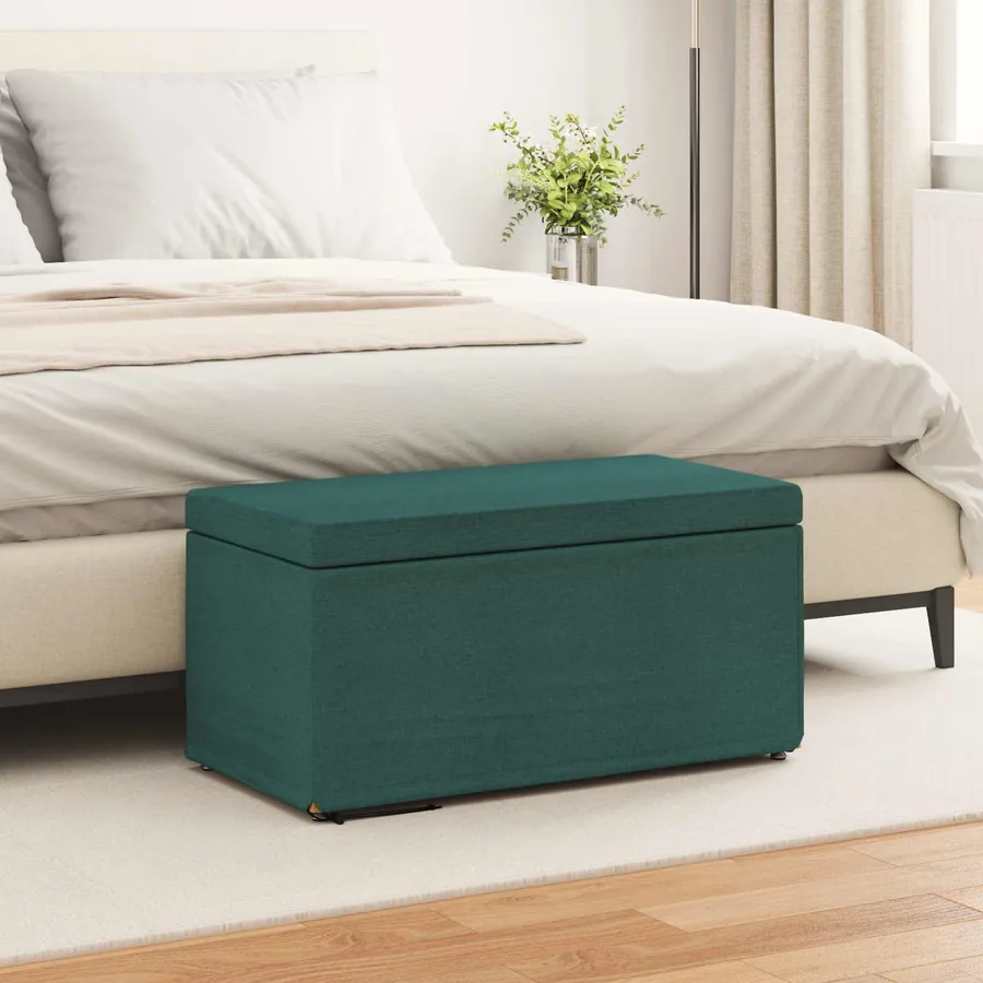 Tabouret Vert foncé 81 x 41 x 40 cm Tissu et bois stratifié