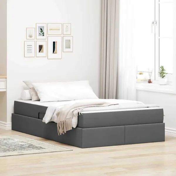 Lit avec rangement et matelas Gris foncé 120 x 200 cm Polyester