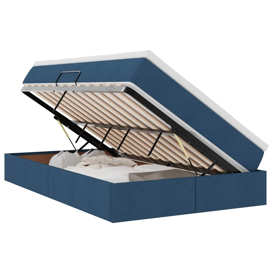 Lit avec rangement et matelas Bleu 120 x 200 cm Polyester - 2