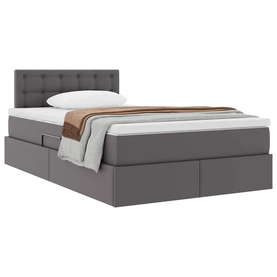 Lit avec rangement et matelas Gris 120 x 200 cm Simili cuir - 3