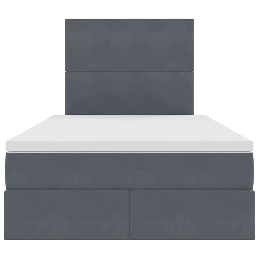 Lit avec rangement et matelas Gris foncé 120 x 190 cm Velours - 7