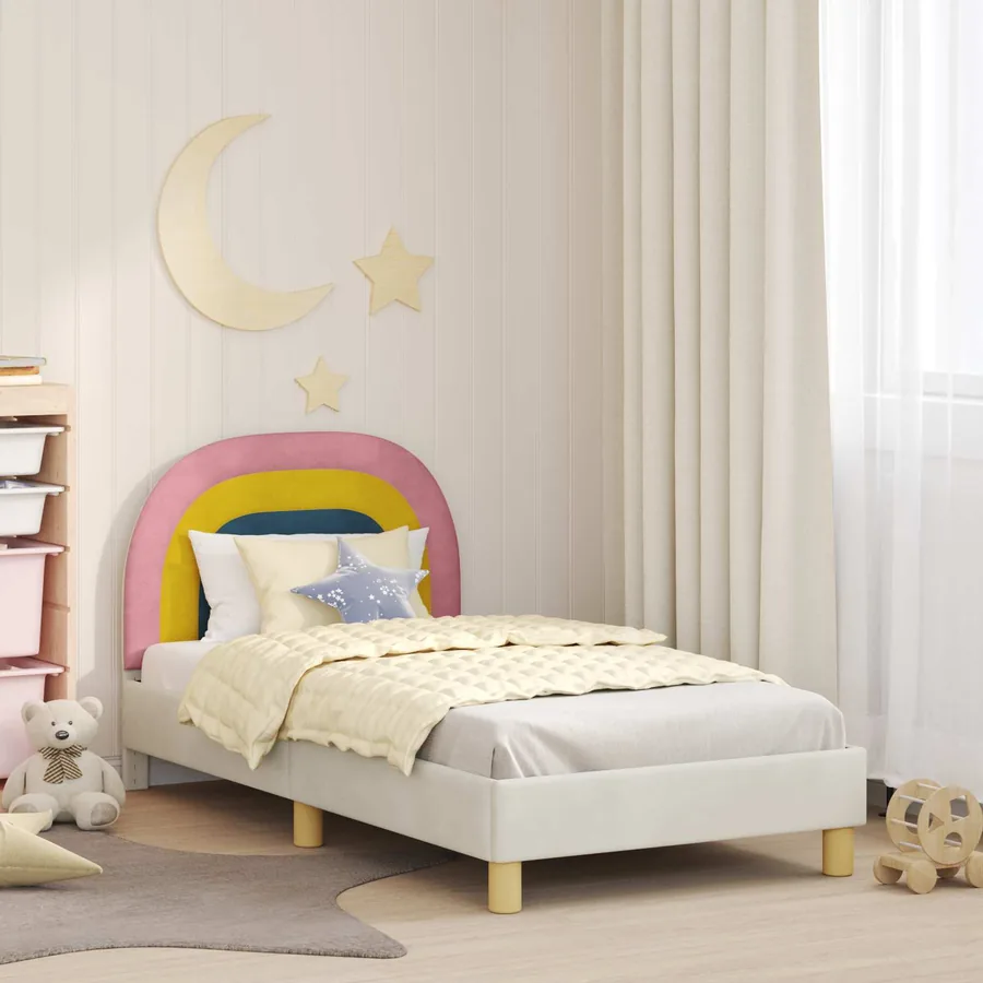 Cadre de lit pour enfants avec tête de lit Crème 80 x 160 cm