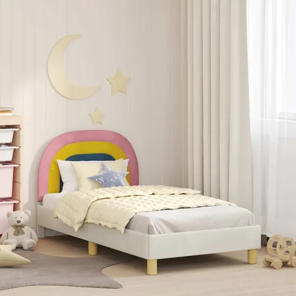 Cadre de lit pour enfants avec tête de lit Crème 80 x 160 cm