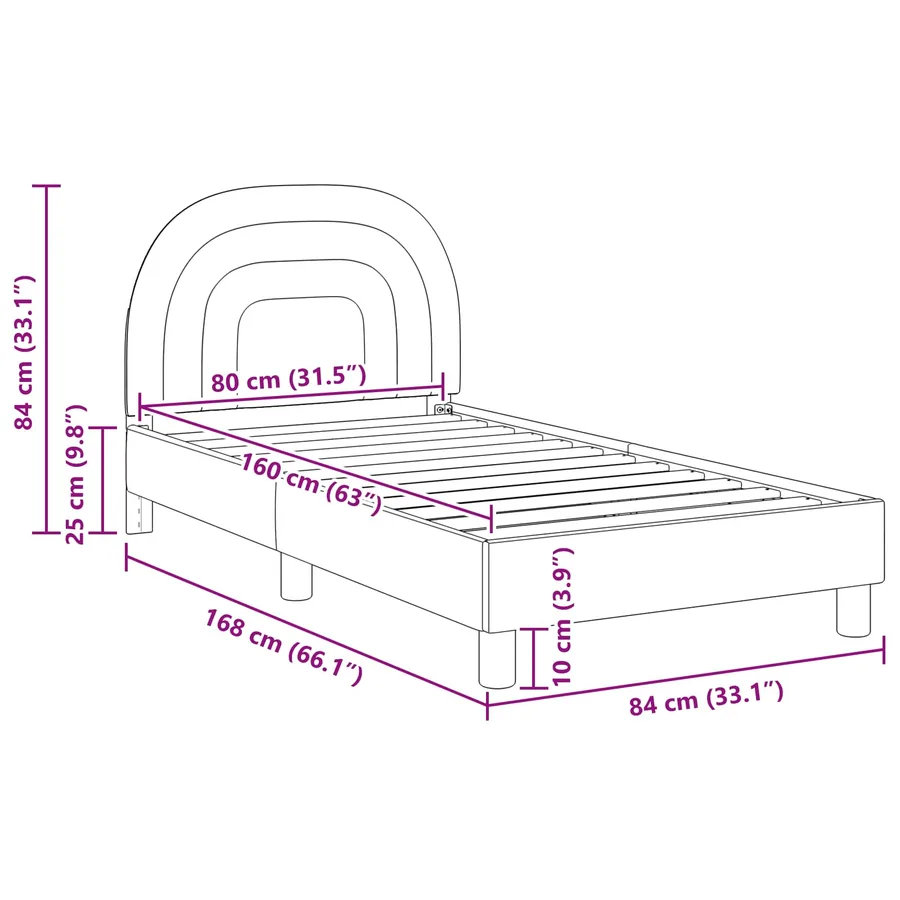 Cadre de lit pour enfants avec tête de lit Crème 80 x 160 cm - 10