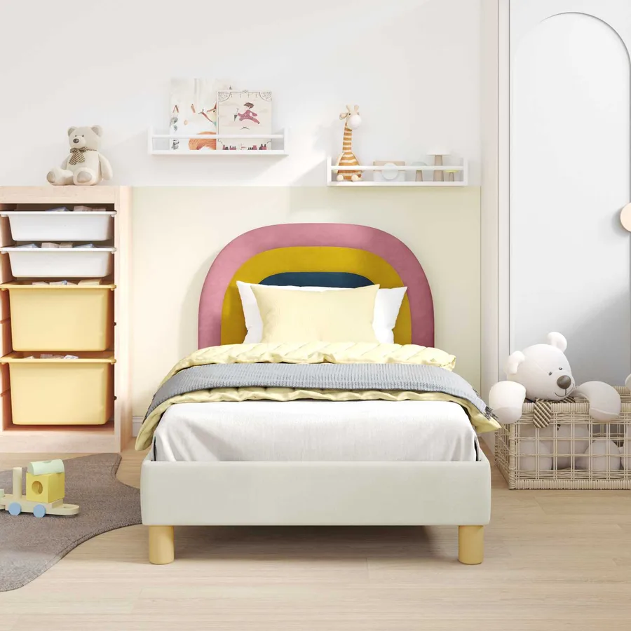 Cadre de lit pour enfants avec tête de lit Crème 80 x 160 cm - 3