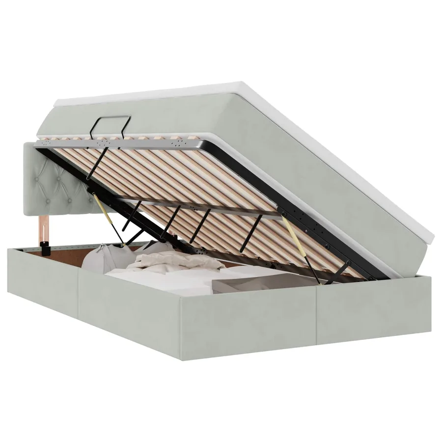 Lit de rangement LED avec matelas Gris clair 120 x 190 cm - 2