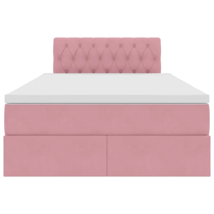 Lit de Rangement avec matelas Rose 120 x 190 cm Velours - 7
