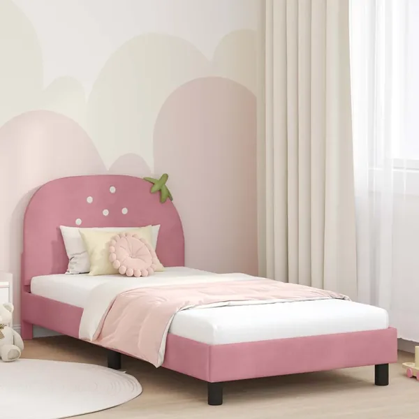 Cadre de lit pour enfants avec tête de lit Rose 90 x 190 cm