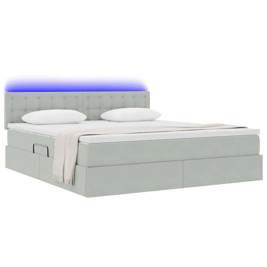 Lit de rangement LED avec matelas Gris clair 160 x 200 cm - 3