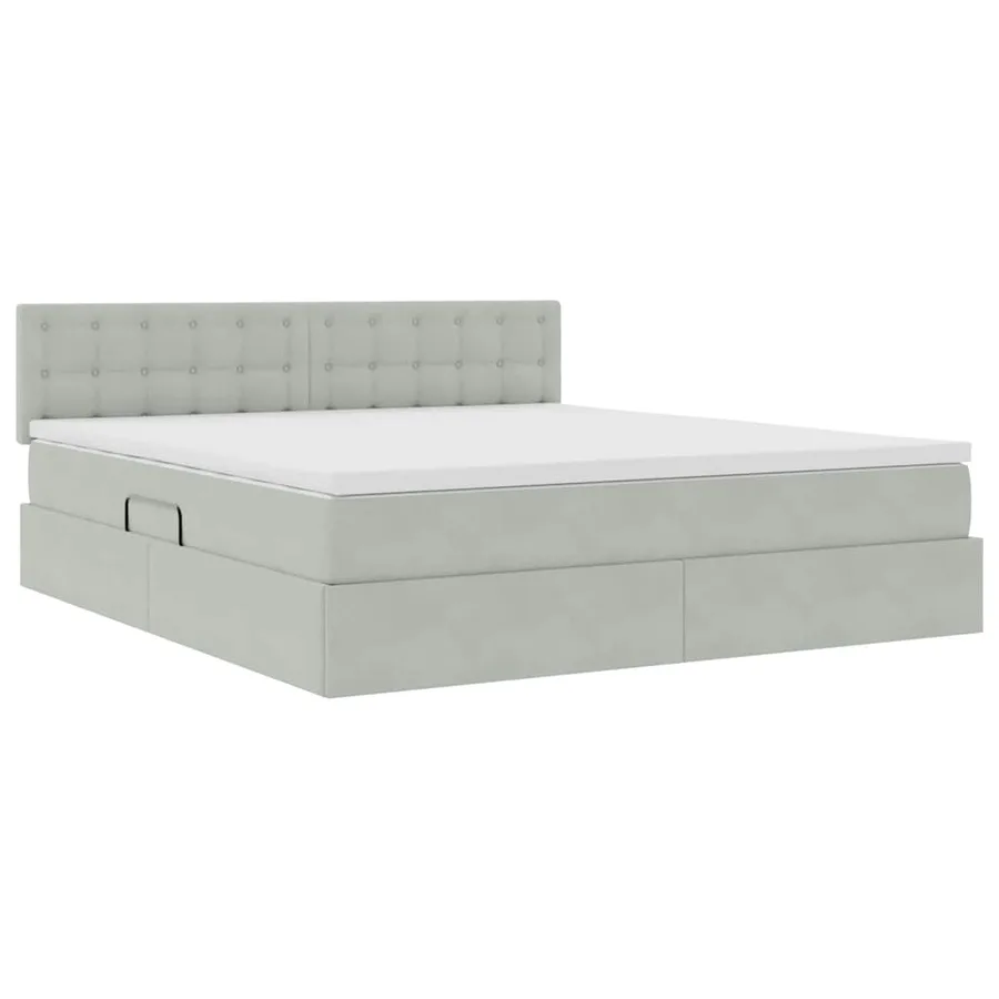 Lit de rangement LED avec matelas Gris clair 160 x 200 cm - 6