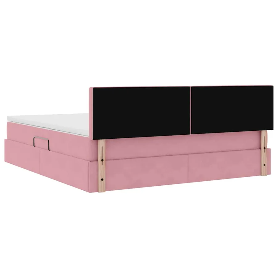 Lit de rangement LED avec matelas Rose 160 x 200 cm Velours - 12