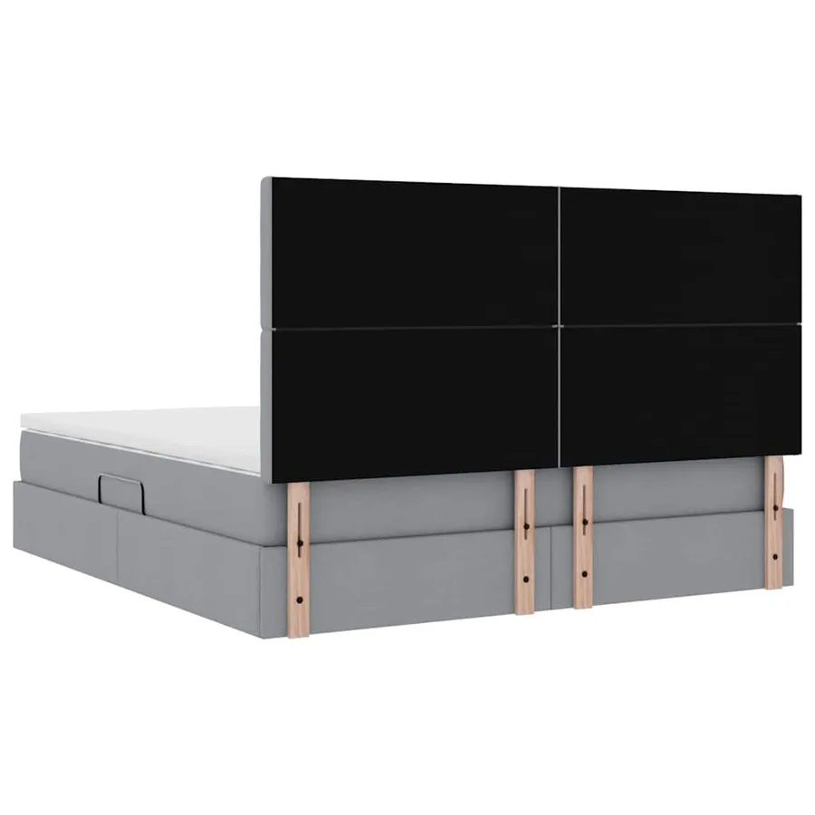 Lit avec rangement et matelas Gris clair 160 x 200 cm tissu - 11
