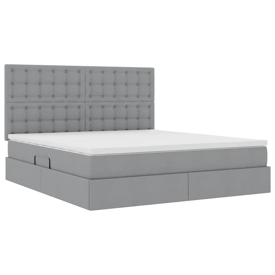 Lit avec rangement et matelas Gris clair 160 x 200 cm tissu - 5