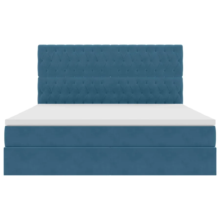 Lit avec rangement et matelas Bleu foncé 160 x 200 cm Velours - 7