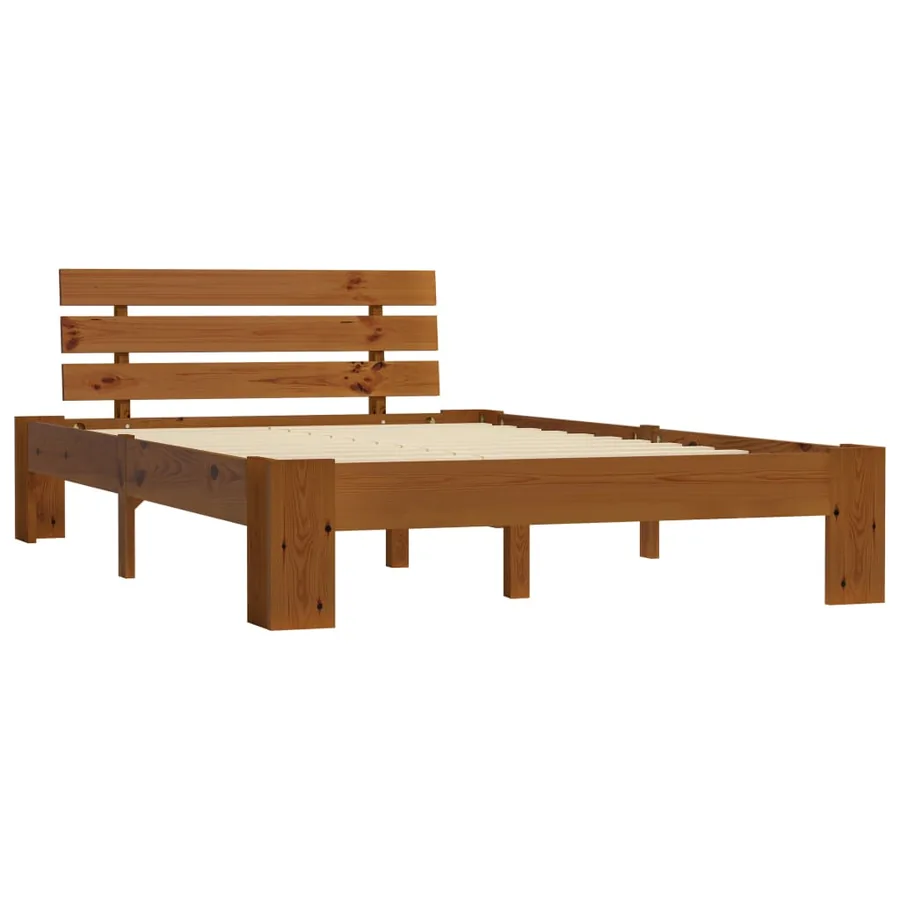 Cadre de lit sans matelas marron miel 120x200 cm pin massif - 2