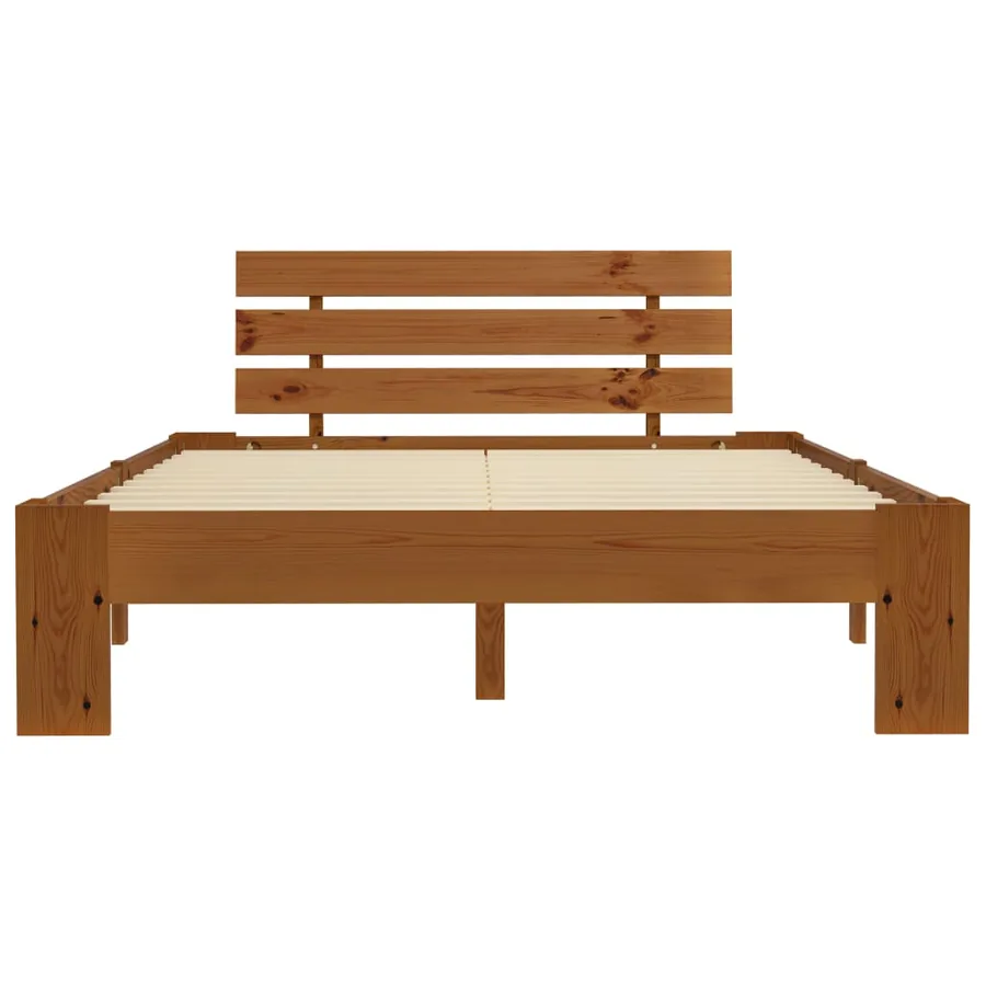 Cadre de lit sans matelas marron miel 120x200 cm pin massif - 3