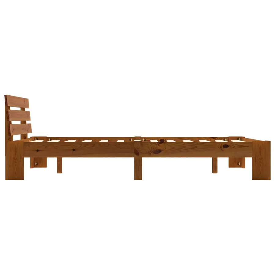 Cadre de lit sans matelas marron miel 120x200 cm pin massif - 4
