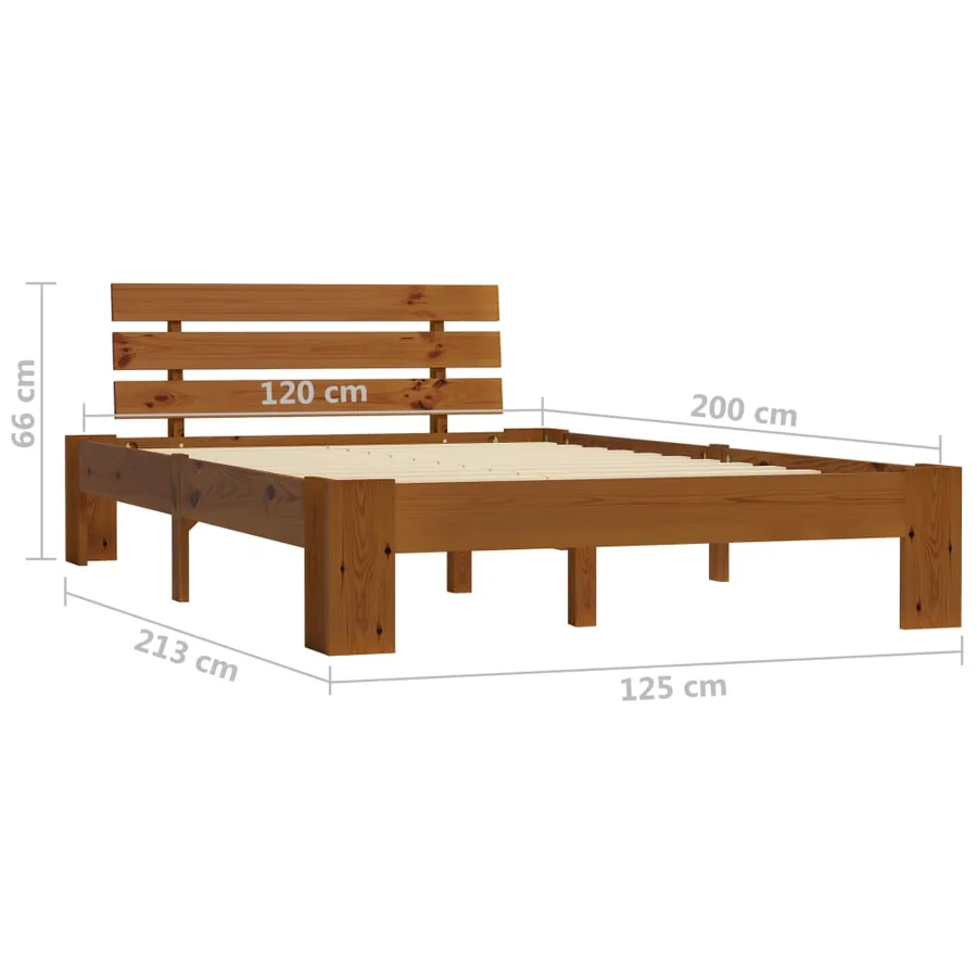 Cadre de lit sans matelas marron miel 120x200 cm pin massif - 7
