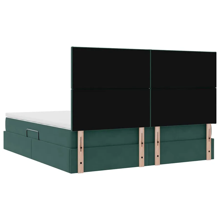 Lit de rangement LED avec matelas Vert foncé 160 x 200 cm - 12