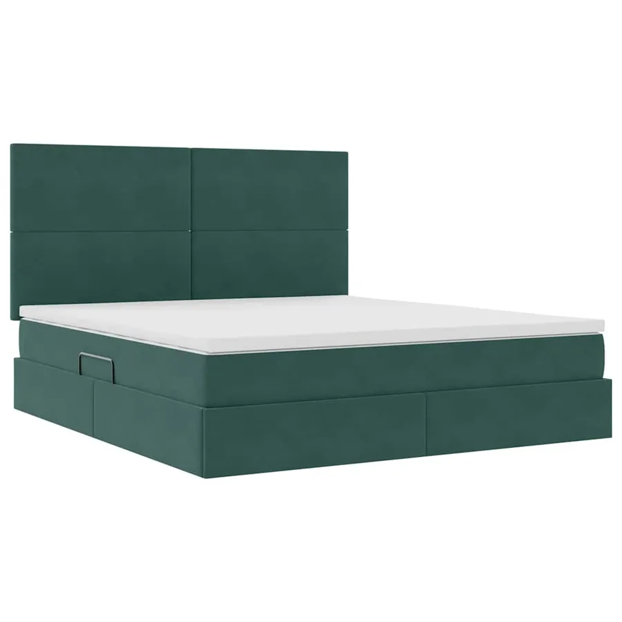 Lit de rangement LED avec matelas Vert foncé 160 x 200 cm - 6