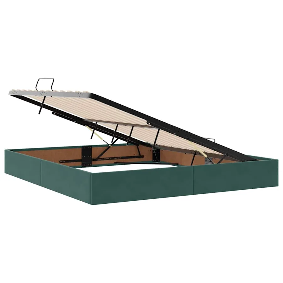 Lit de rangement LED avec matelas Vert foncé 160 x 200 cm - 7