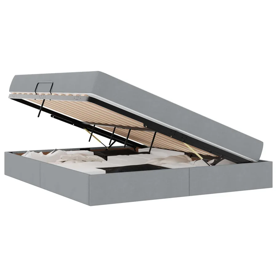 Lit avec rangement et matelas Gris clair 160 x 200 cm Polyester - 2