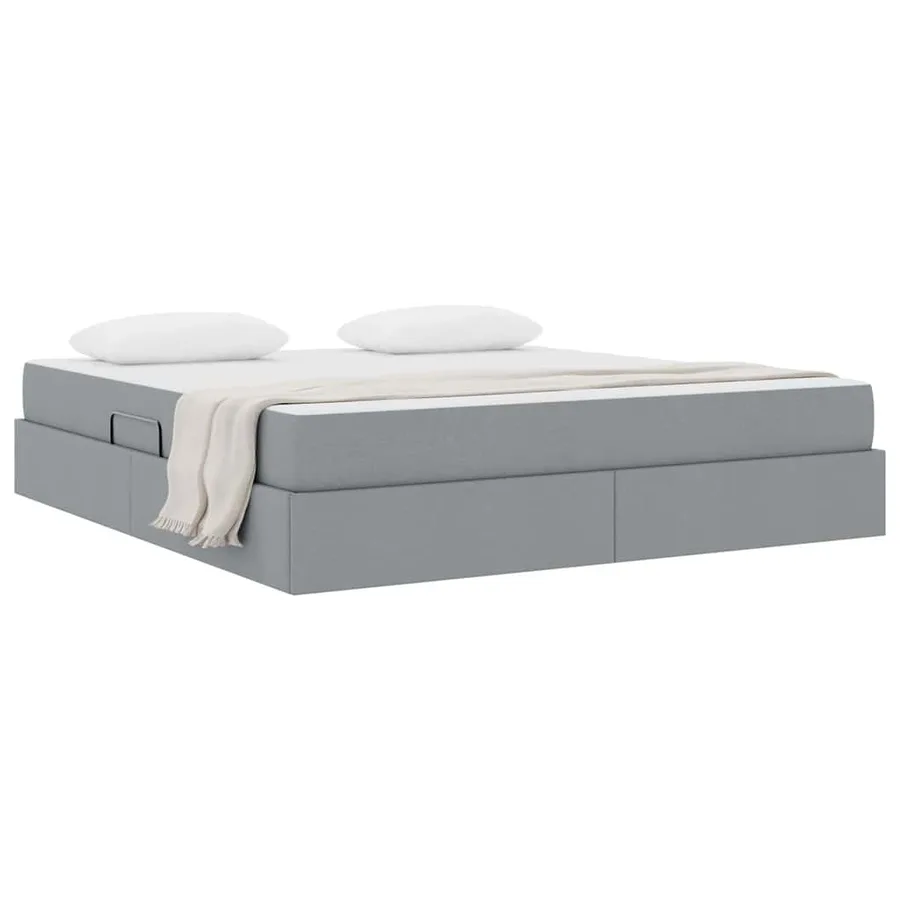 Lit avec rangement et matelas Gris clair 160 x 200 cm Polyester - 3