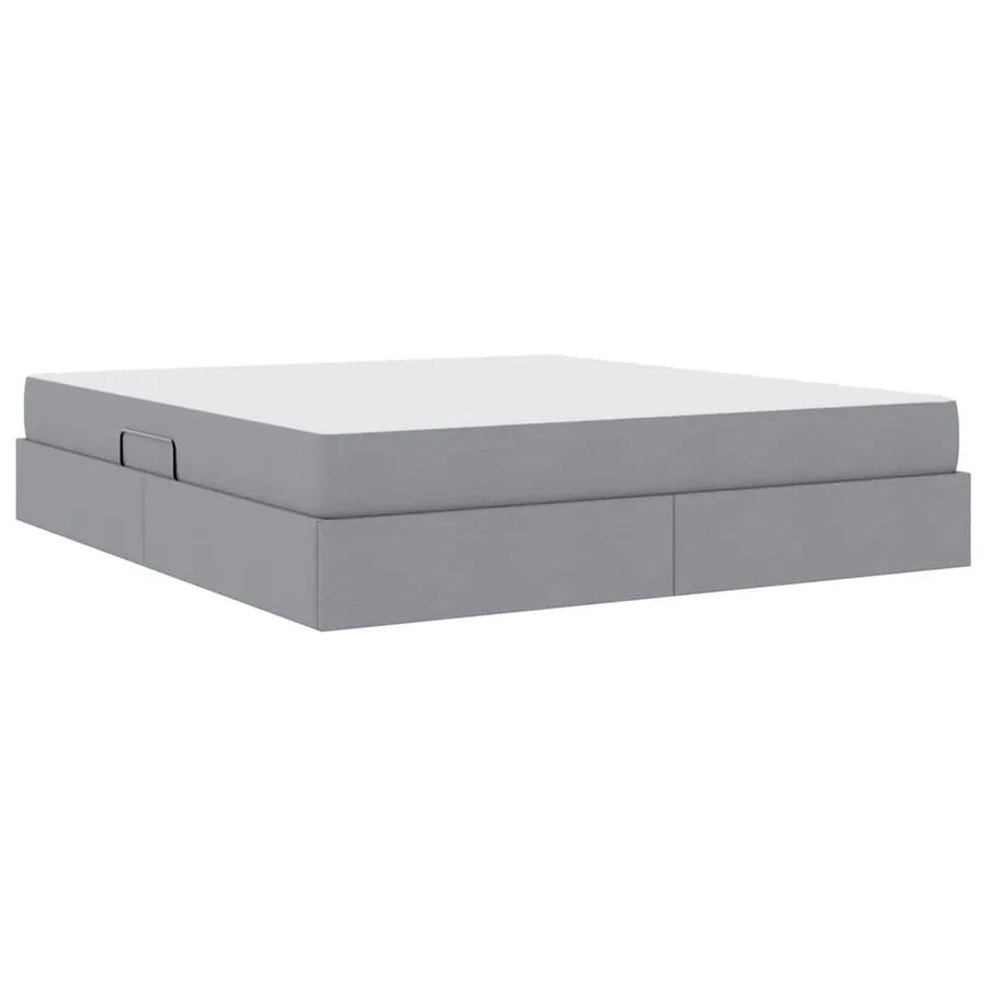 Lit avec rangement et matelas Gris clair 160 x 200 cm Polyester - 8