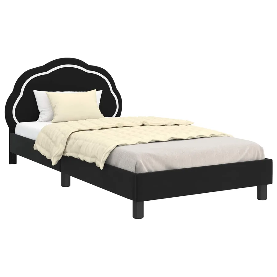 Cadre de lit pour enfants avec tête de lit Noir 90 x 200 cm - 2