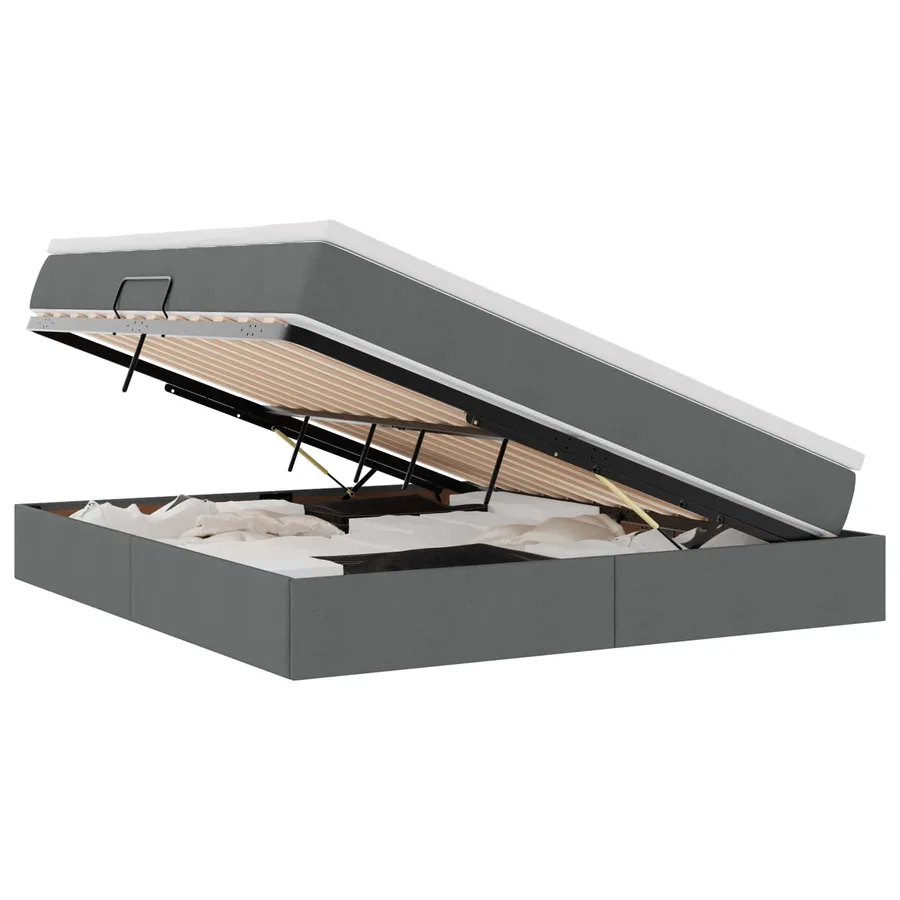 Lit avec rangement et matelas Gris foncé 160 x 200 cm Polyester - 2