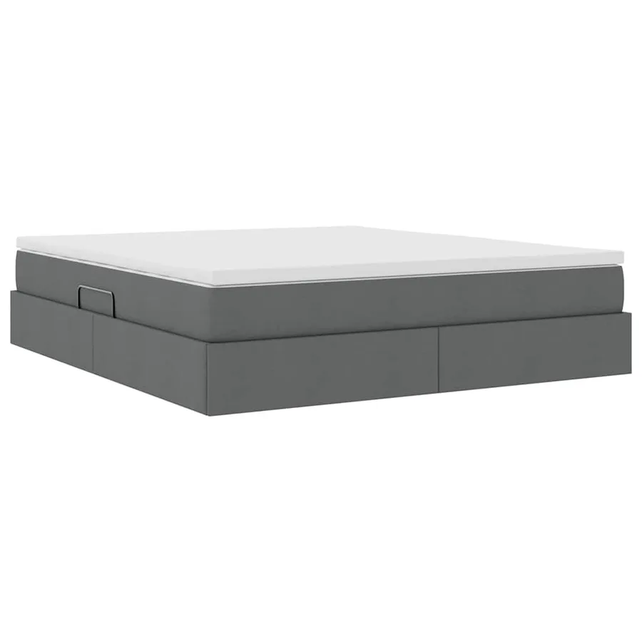 Lit avec rangement et matelas Gris foncé 160 x 200 cm Polyester - 5